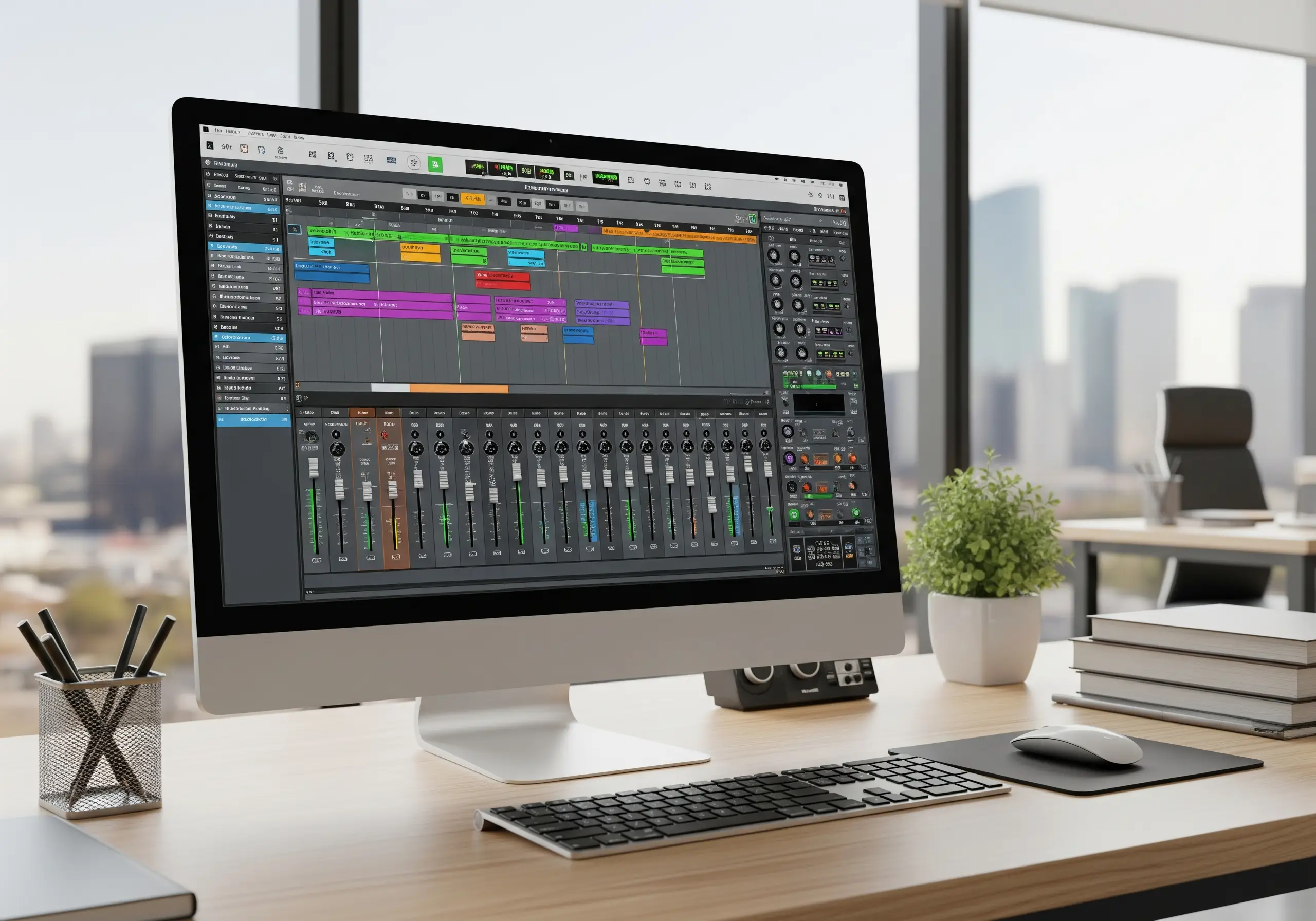 Configuración de software de audio para programar escenas y niveles por horario