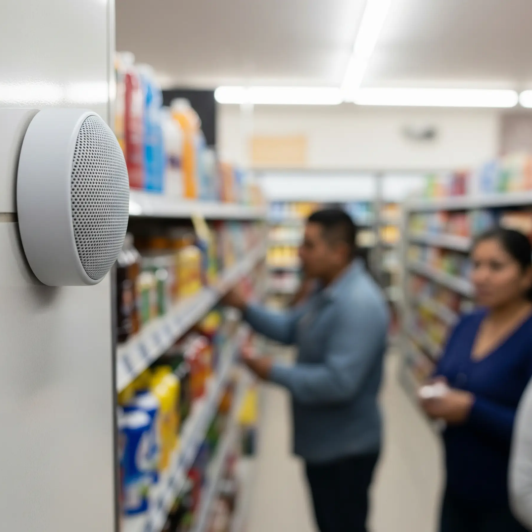 Anuncios comerciales y mensajes operativos en piso de venta