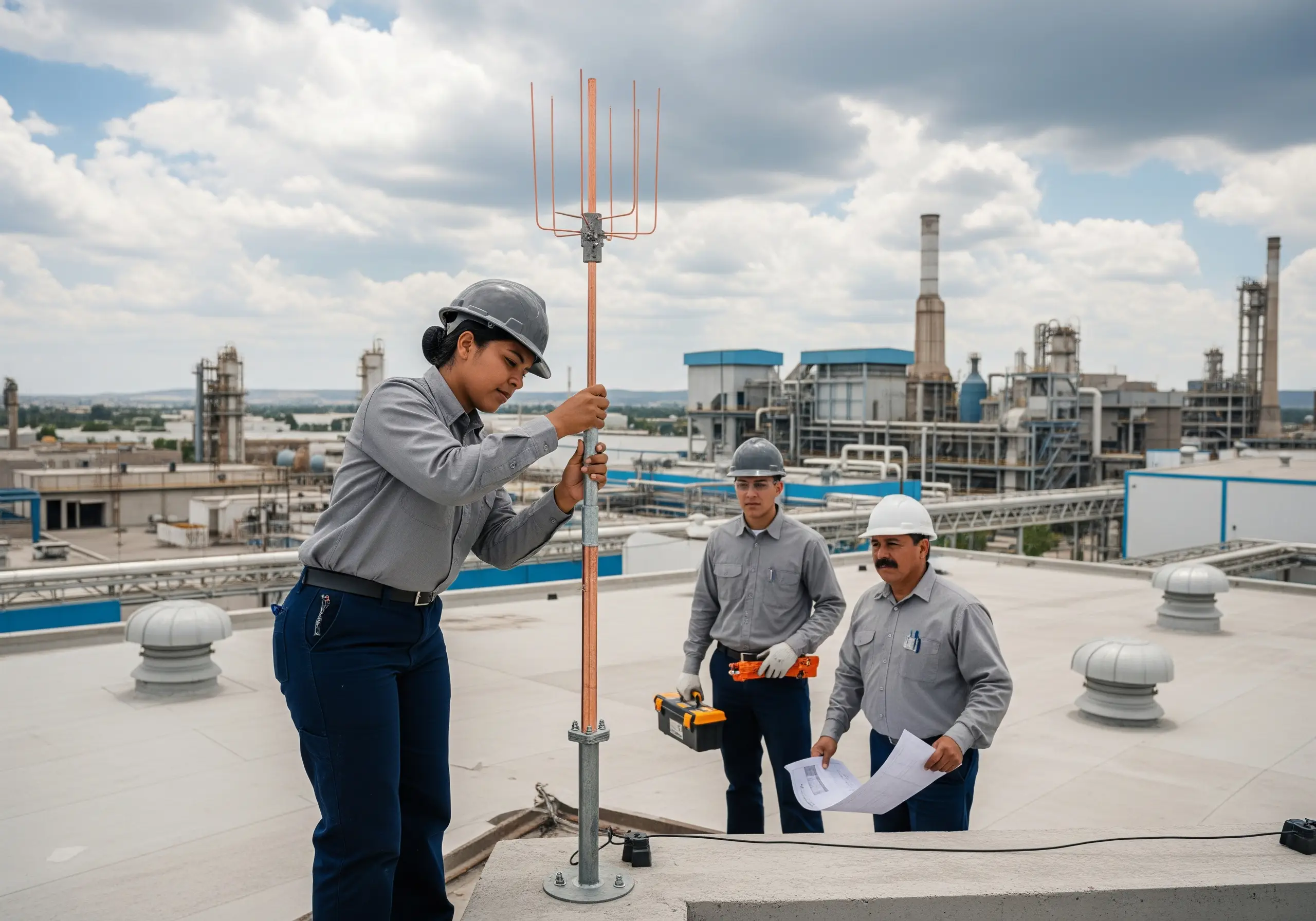 Instalación de pararrayos en plantas industriales y corporativos