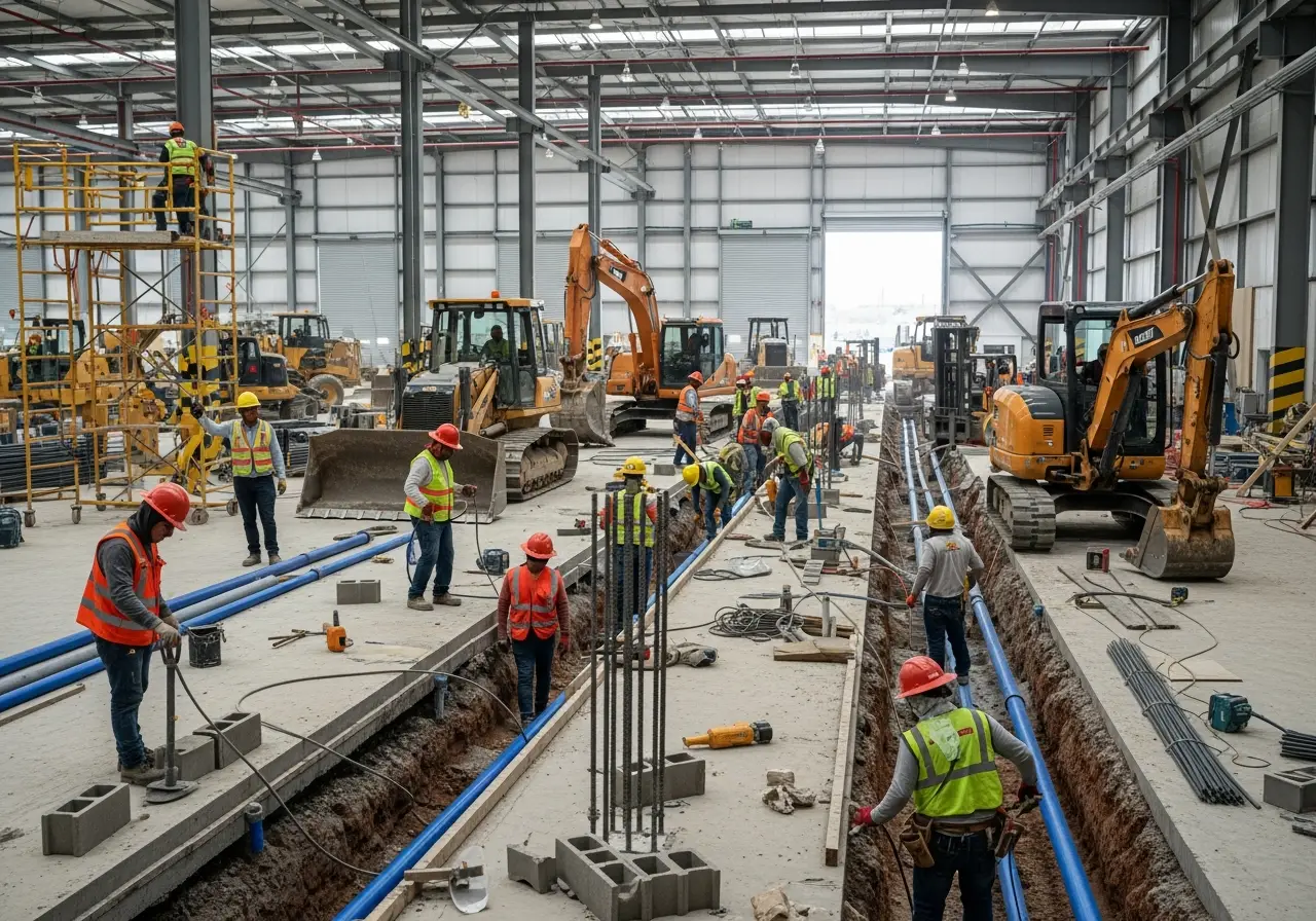 Equipo de trabajo planificando obra